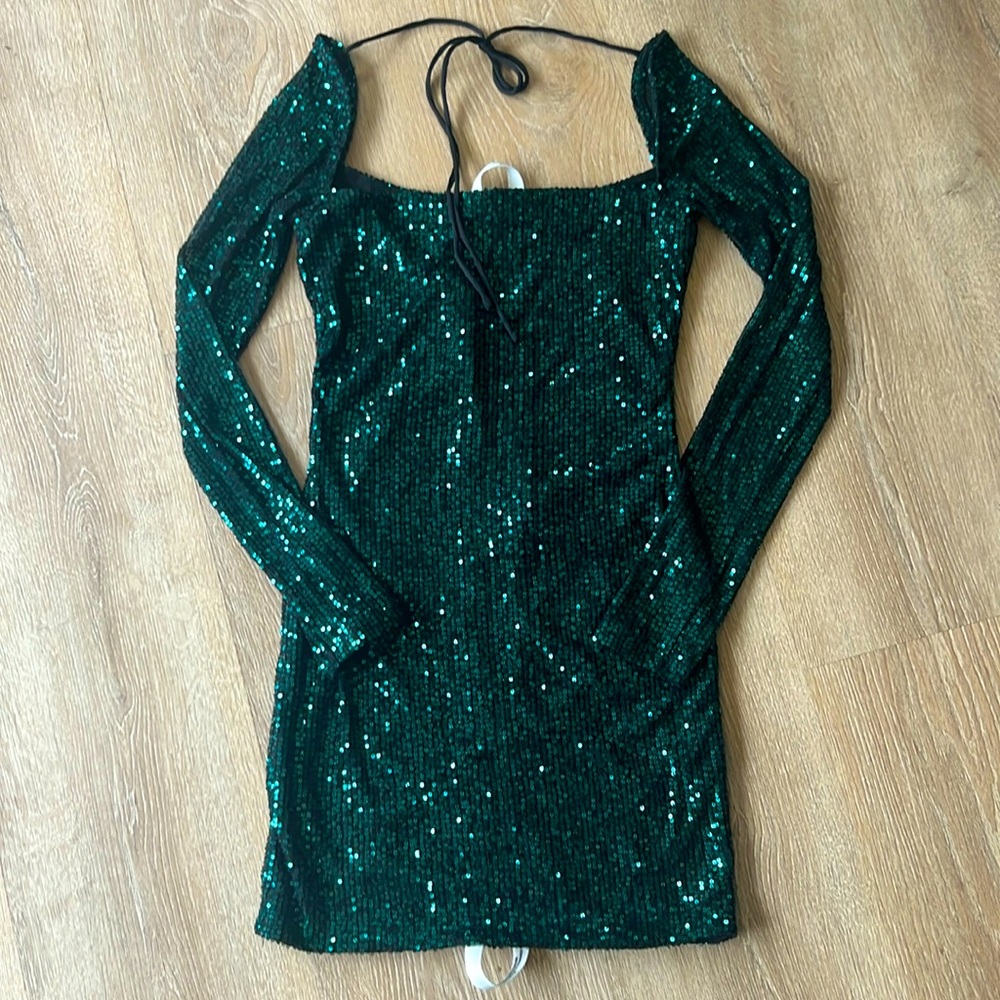Lucy in the Sky Green Sequins Mini dress